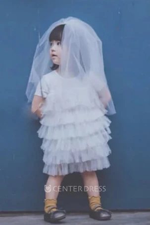 Double Layers Simple Style Tulle Flower Girl Veil