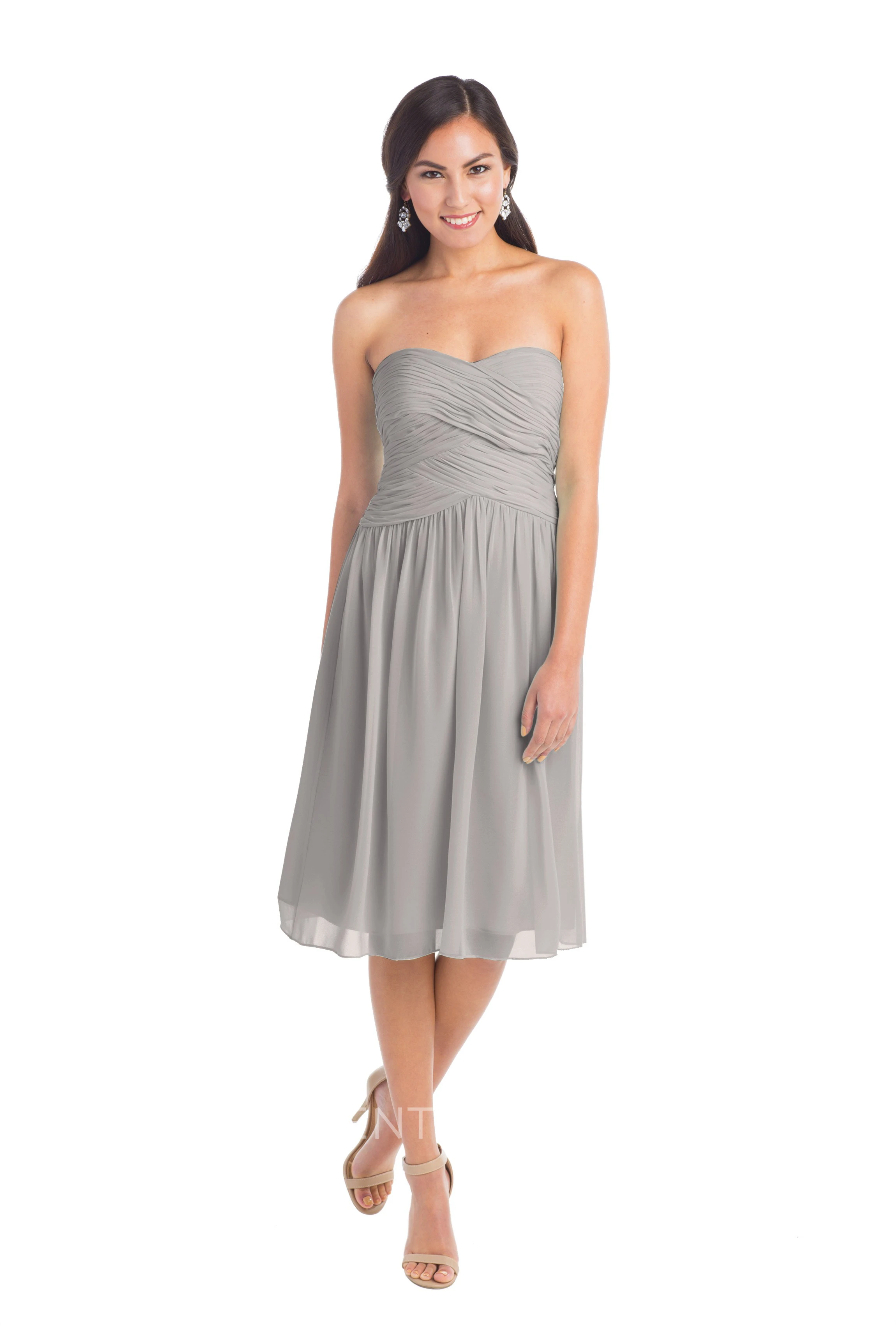 Tea-Length Sleeveless Criss-Cross Sweetheart Chiffon Muti-Color Convertible Bridesmaid Dress