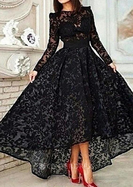 White lace long sleeve prom outlet dress