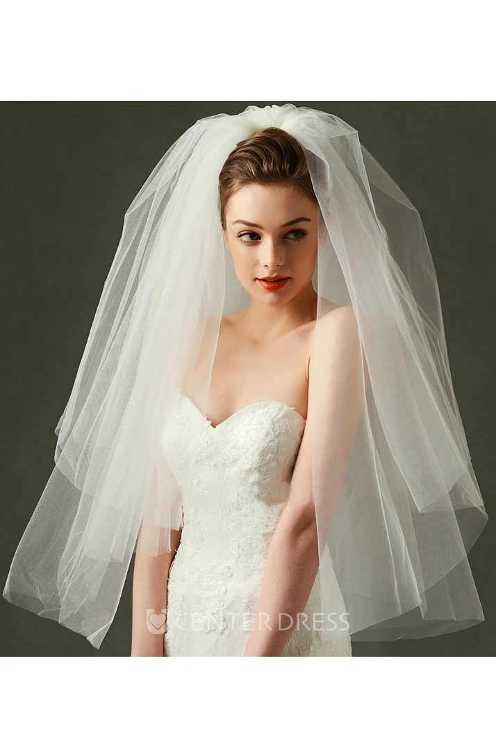 Multi-layer Simple Short Puffy Tulle Wedding Veil