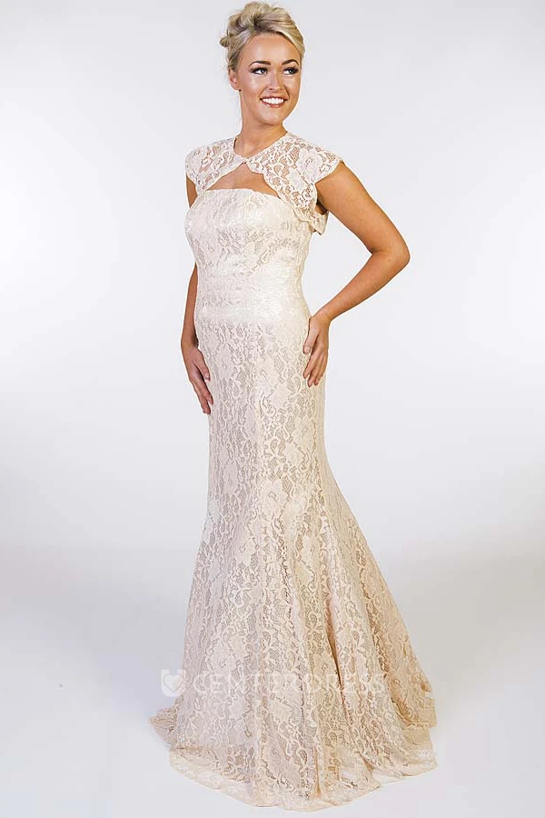 Mermaid Floor-Length Sleeveless High-Neck Appliqued Lace Prom Dress