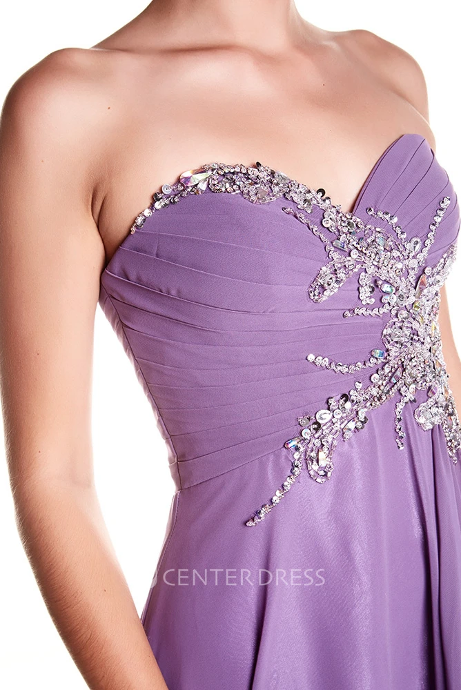 Sleeveless Beaded Sweetheart Chiffon Prom Dress