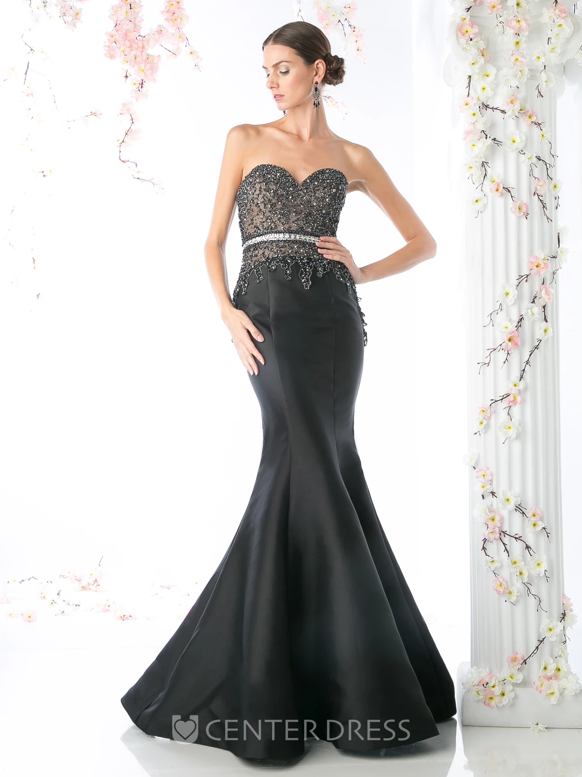 Mermaid Sweetheart Sleeveless Satin Court Train Backless Dress With Beading