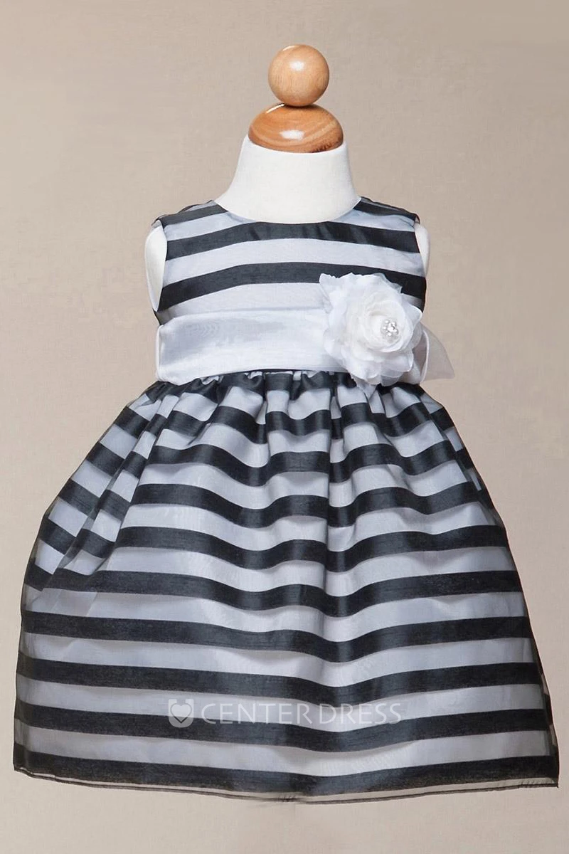 Tea-Length Tiered Organza Flower Girl Dress