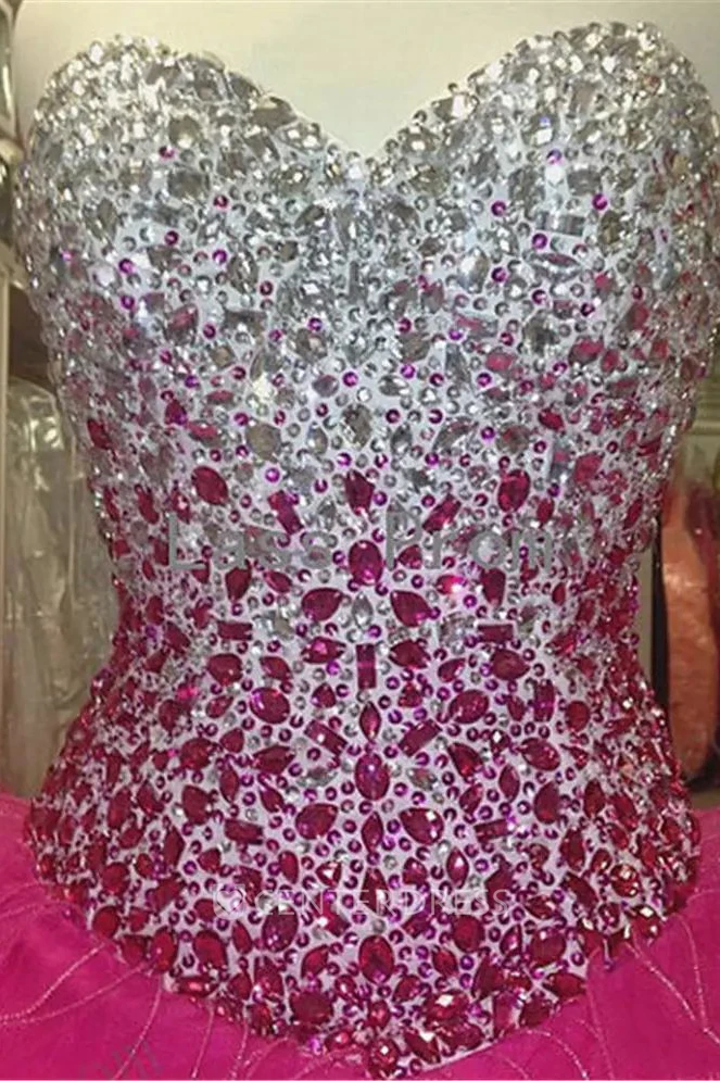 Sleeveless Sweetheart Ball Gown Tulle Lace-up Corset Back Dress