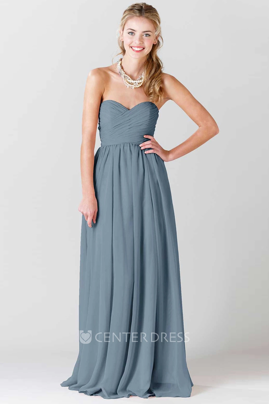 Criss-Cross Sweetheart Sleeveless Chiffon Bridesmaid Dress
