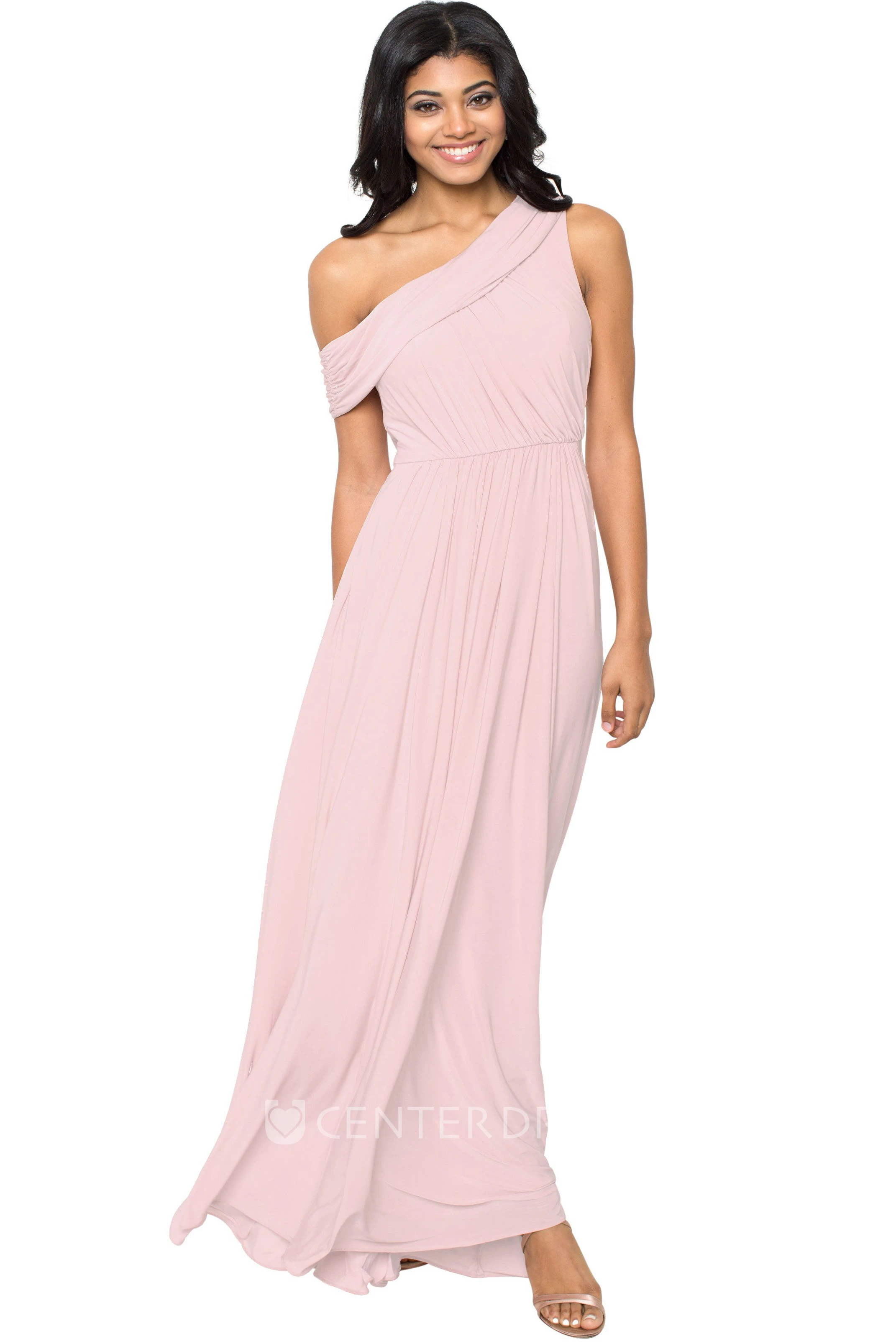 Ruched One-Shoulder Chiffon Muti-Color Convertible Bridesmaid Dress