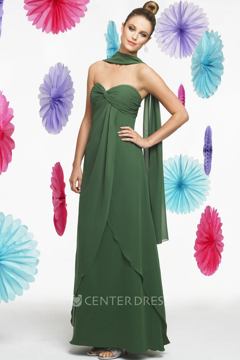 Floor-Length Sleeveless Empire Criss-Cross Sweetheart Chiffon Bridesmaid Dress