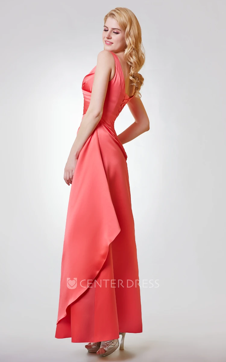 Square Neckline Keyhole in Back Trumpet Chiffon Dress