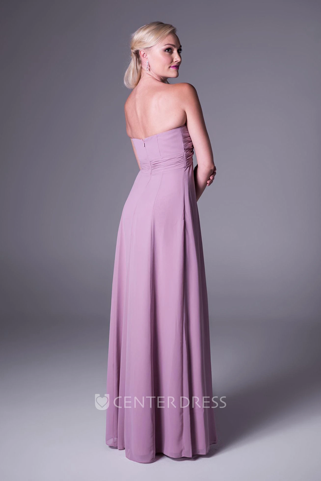 Maxi Beaded Sweetheart Empire Chiffon Bridesmaid Dress With Ruching And Zipper