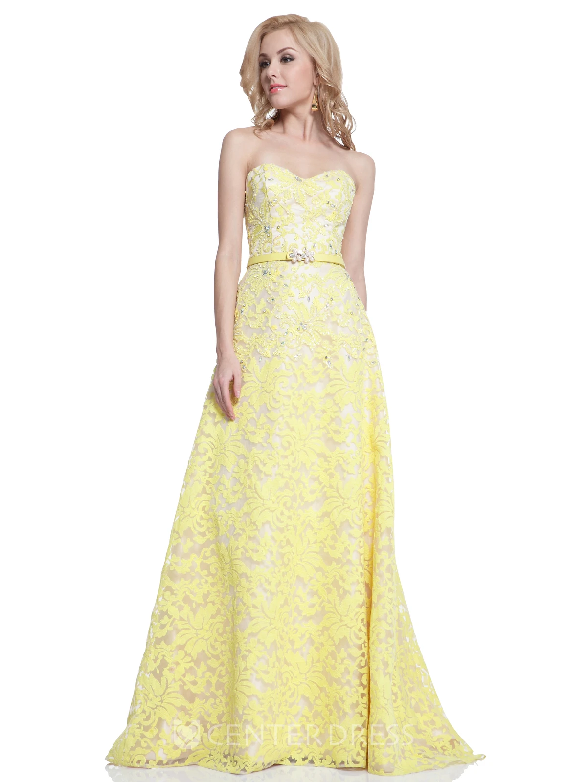 A-Line Maxi Sweetheart Sleeveless Lace Low-V Back Dress