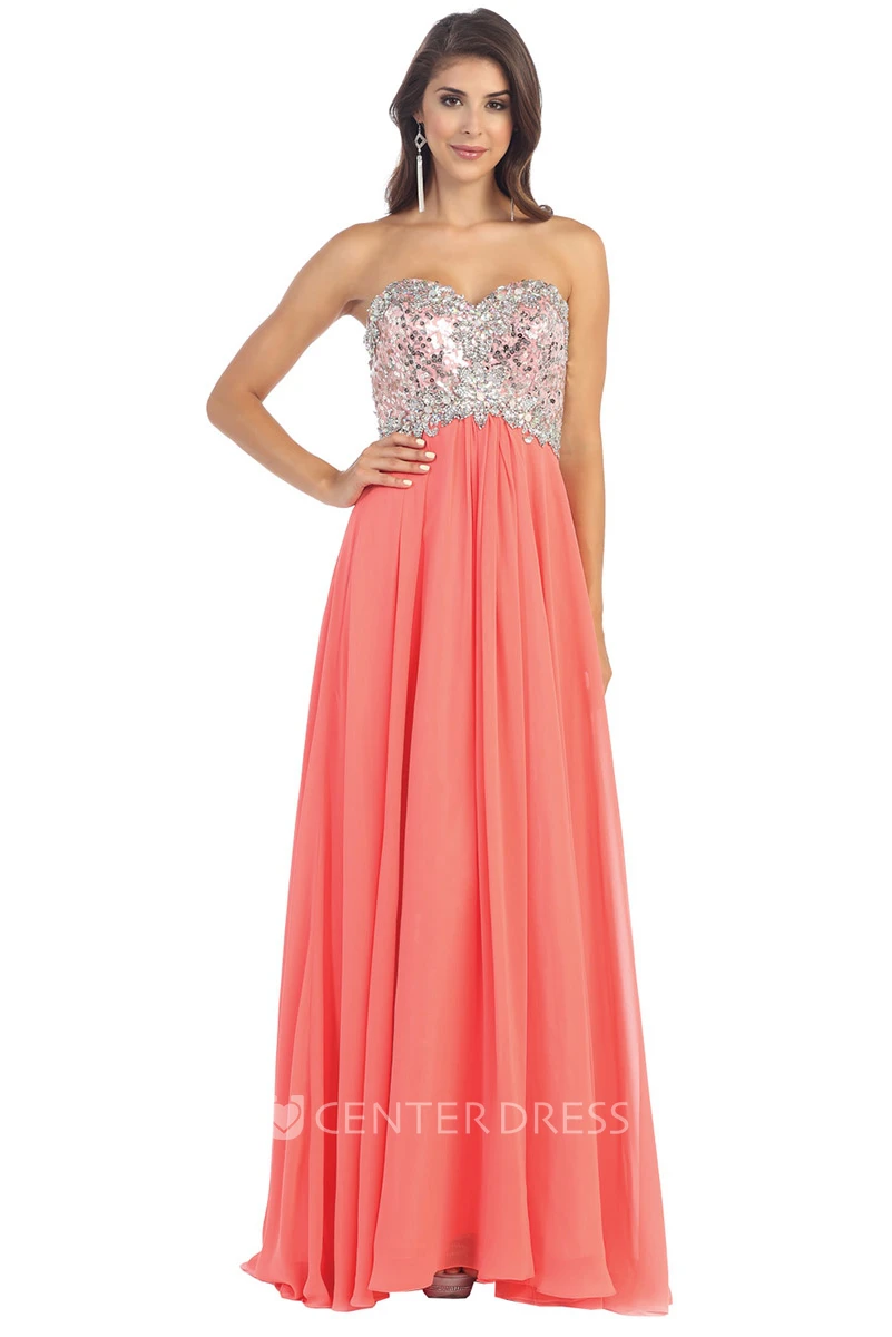 A-Line Long V-Neck Cap-Sleeve Chiffon Keyhole Dress With Beading And Pleats