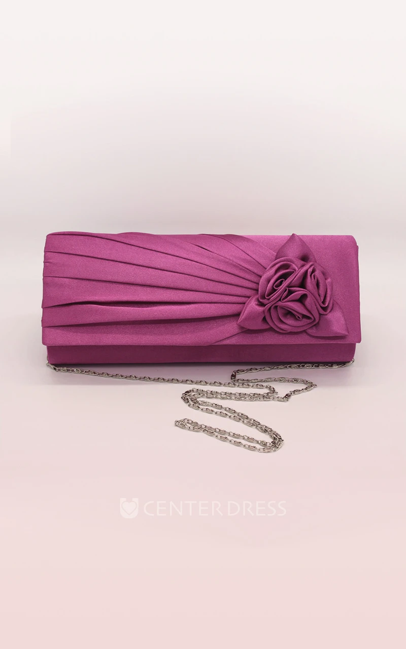 Satin Handbag with Flower