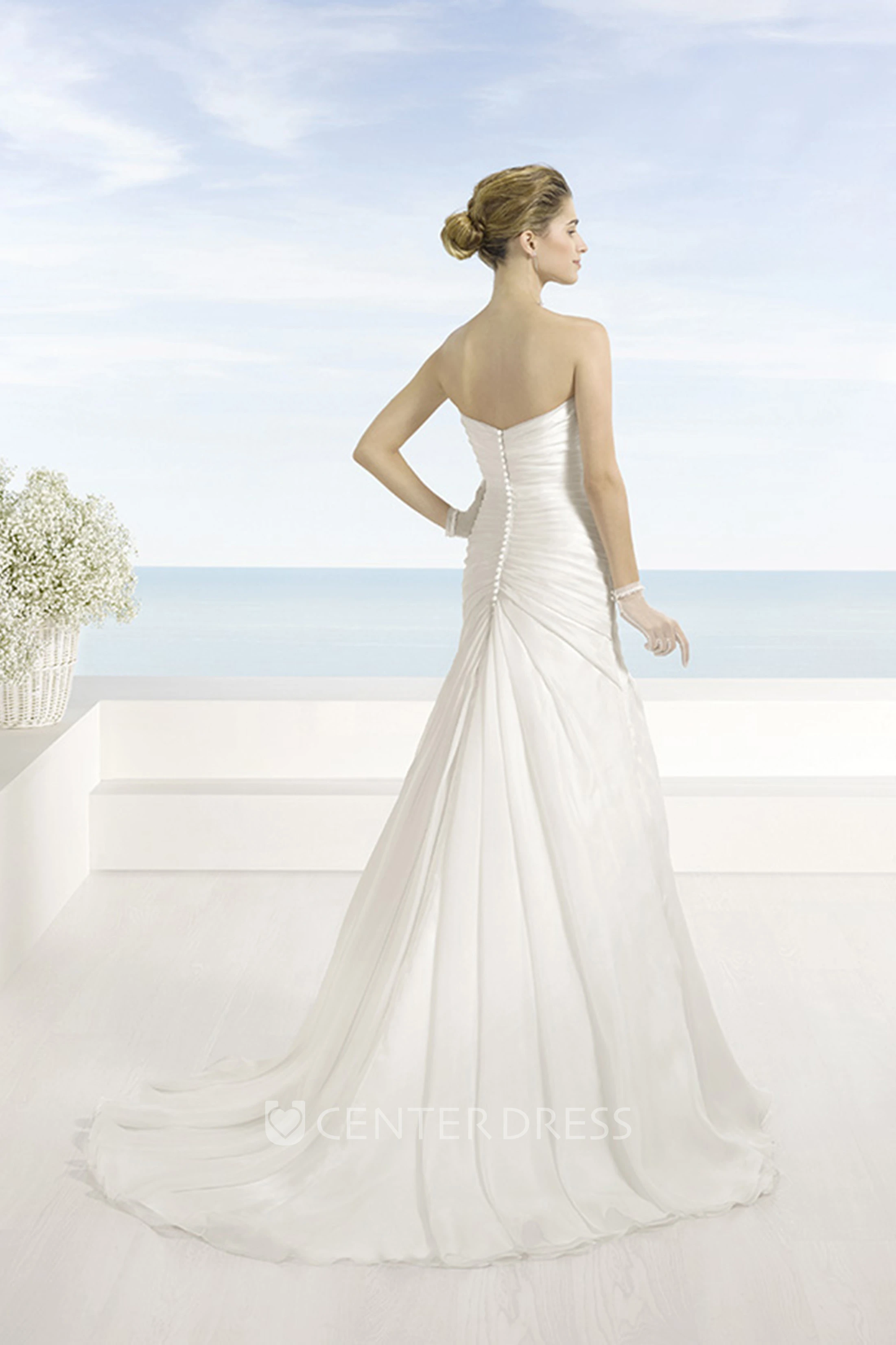 A-Line Sweetheart Chiffon Wedding Dress With Criss Cross