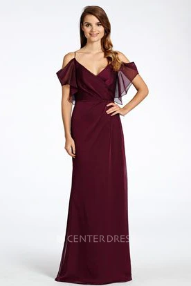 Sleeveless Spaghetti Chiffon Backless Bridesmaid Dress