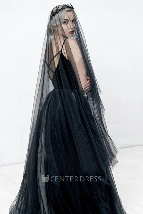 Simple Korean Style Bride Black Soft Tulle Veil 