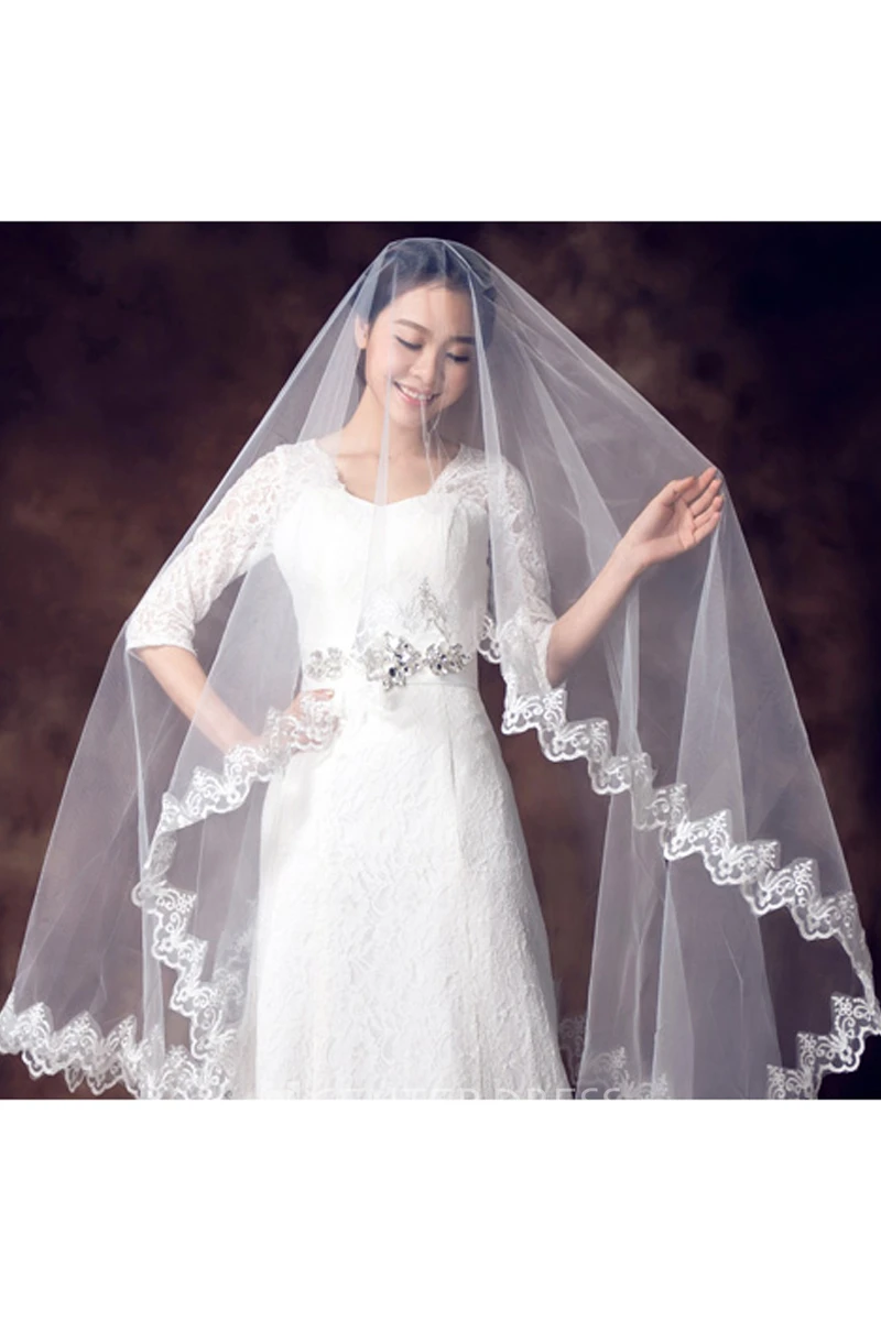 New Lace Applique Simple Style Beautiful Bridal Veil