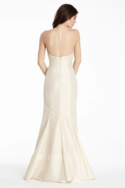 Sleeveless Sweetheart Criss-Cross Satin Bridesmaid Dress With Low-V Back