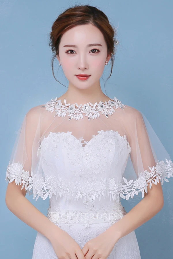 New Summer and Summer Lace Cape Rhinestone White Shawl