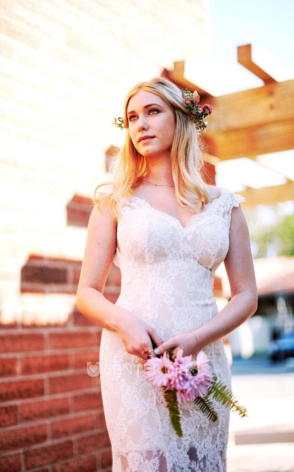 Trumpet Wedding Beach Wedding Low Back Wedding Lace Ivory Beach Dress