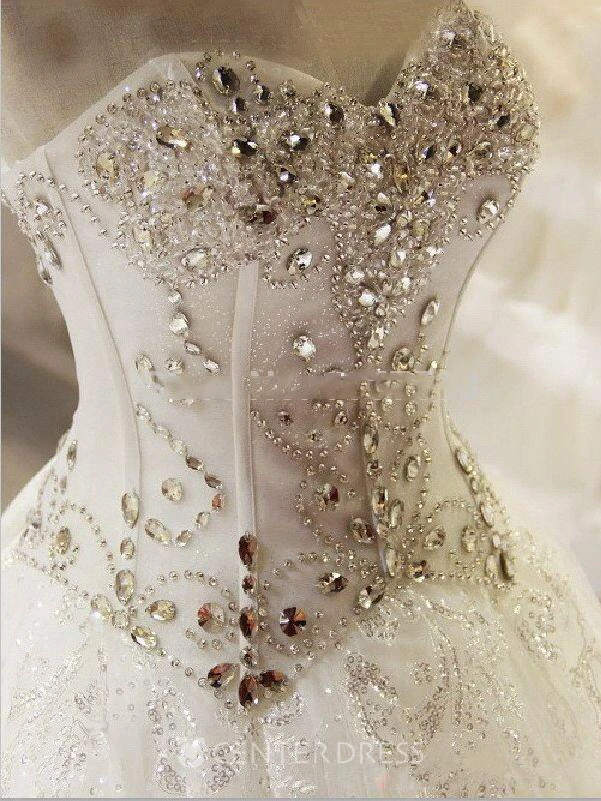Glamorous Crystal Sweetheart Wedding Dress Bling Tulle With Train