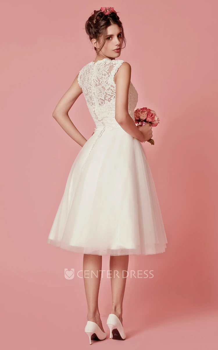 Cap Sleeved A-Line Knee Length Winter Wedding Dress With Jacket