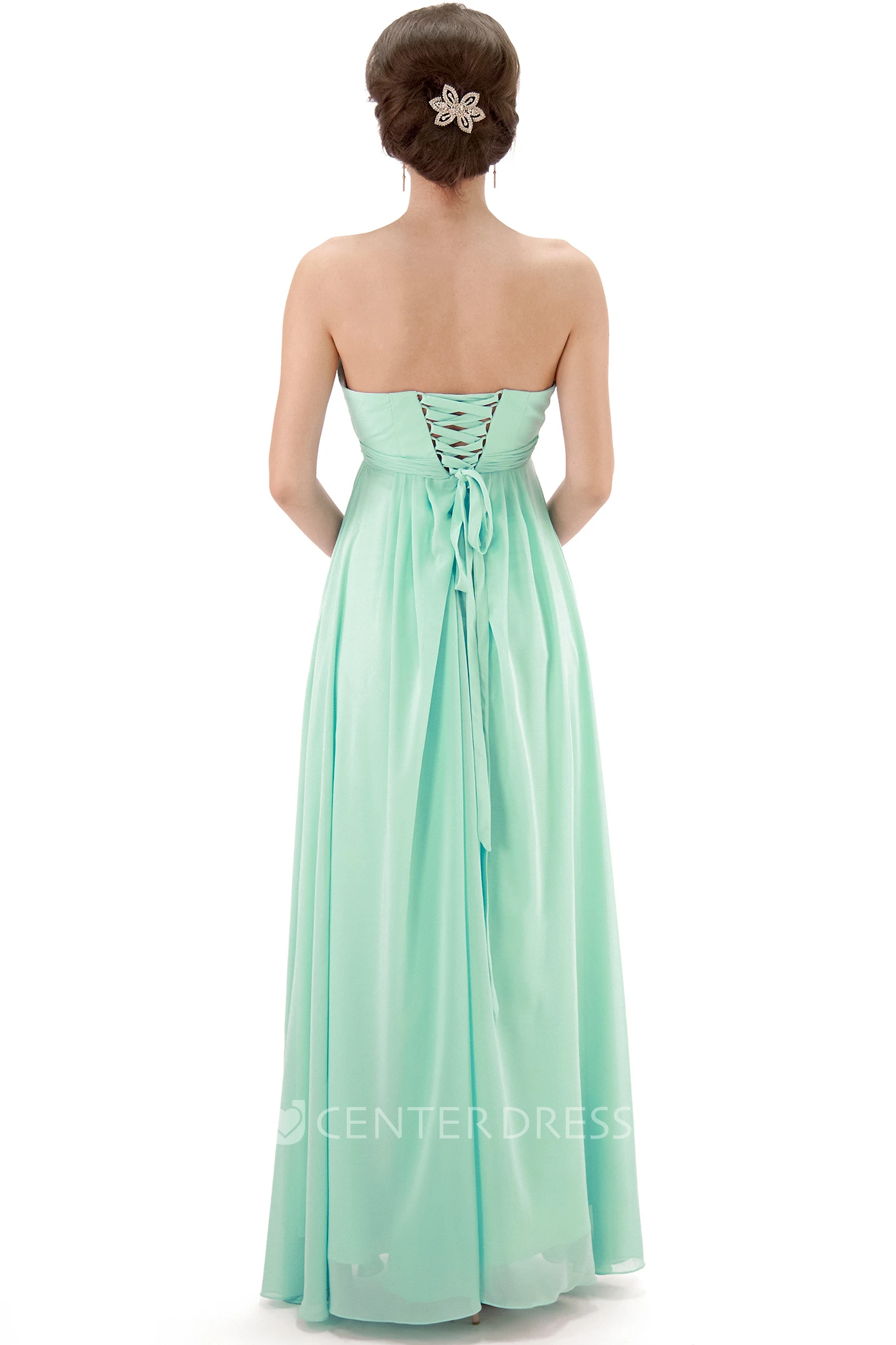 Sleeveless Draped Sweetheart Chiffon Bridesmaid Dress