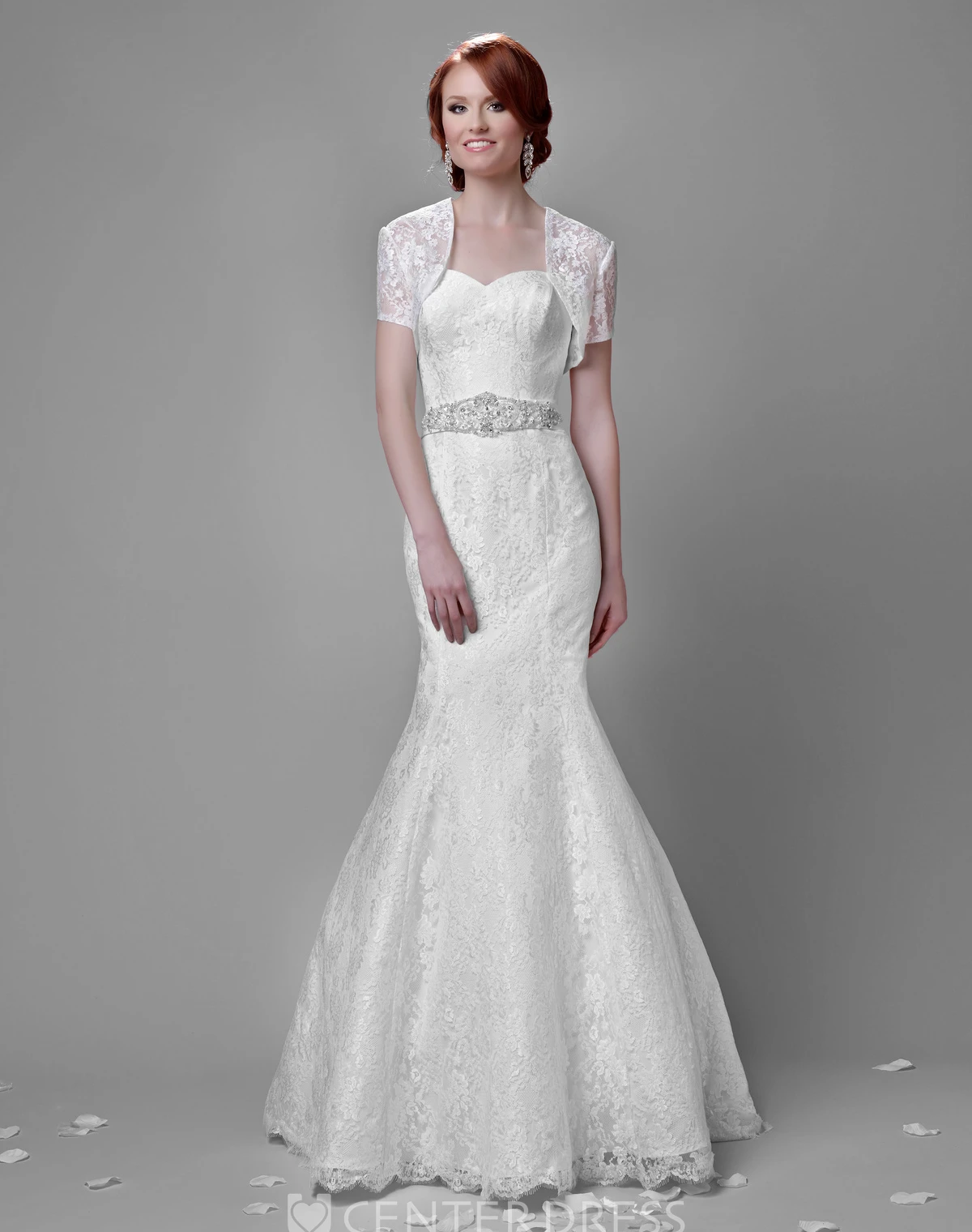 Trumpet Lace Sweetheart Wedding Dress With Beadwork And Lace-Up Back