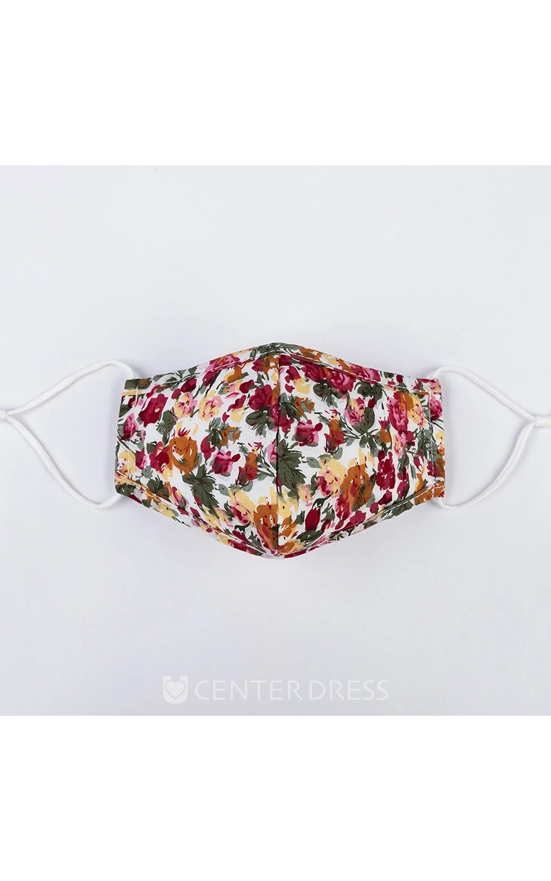 Non-medicial Cute Floral Patterned Cotton Washable Face Mask In 4 Colors