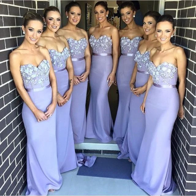 Sexy Sweetheart Sleeveless Mermaid Bridesmaid Dress With Appliques