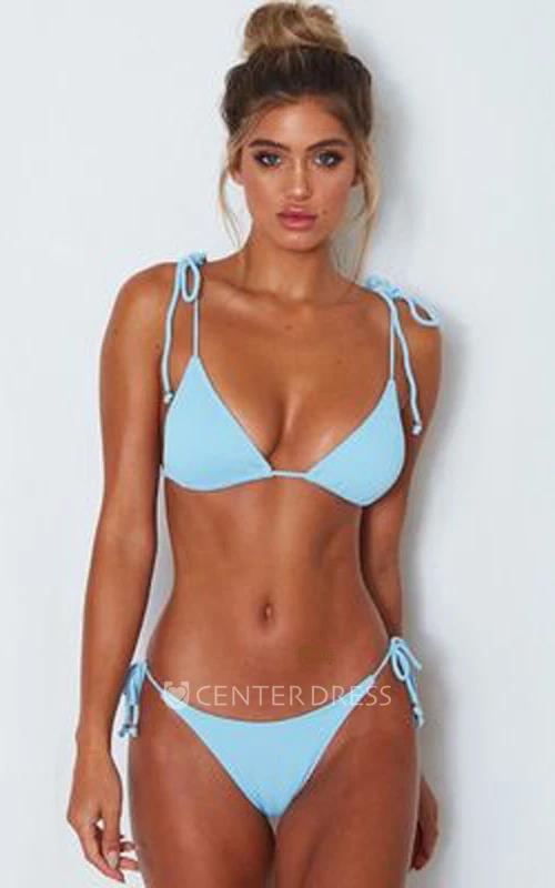 Plain Spaghetti Tied Bikini Set