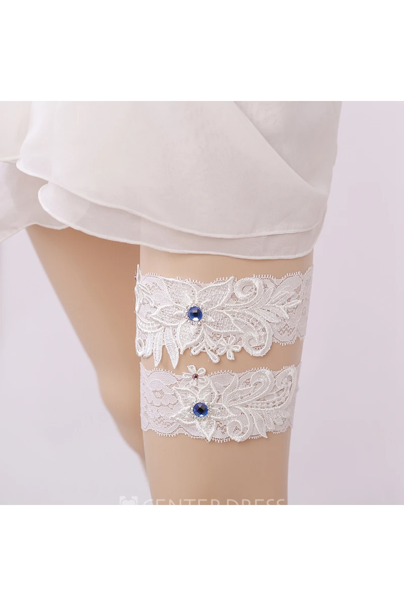 European Broadband Lace Bead Two-piece Elastic Bridal Garter Belt Within 16-23inch