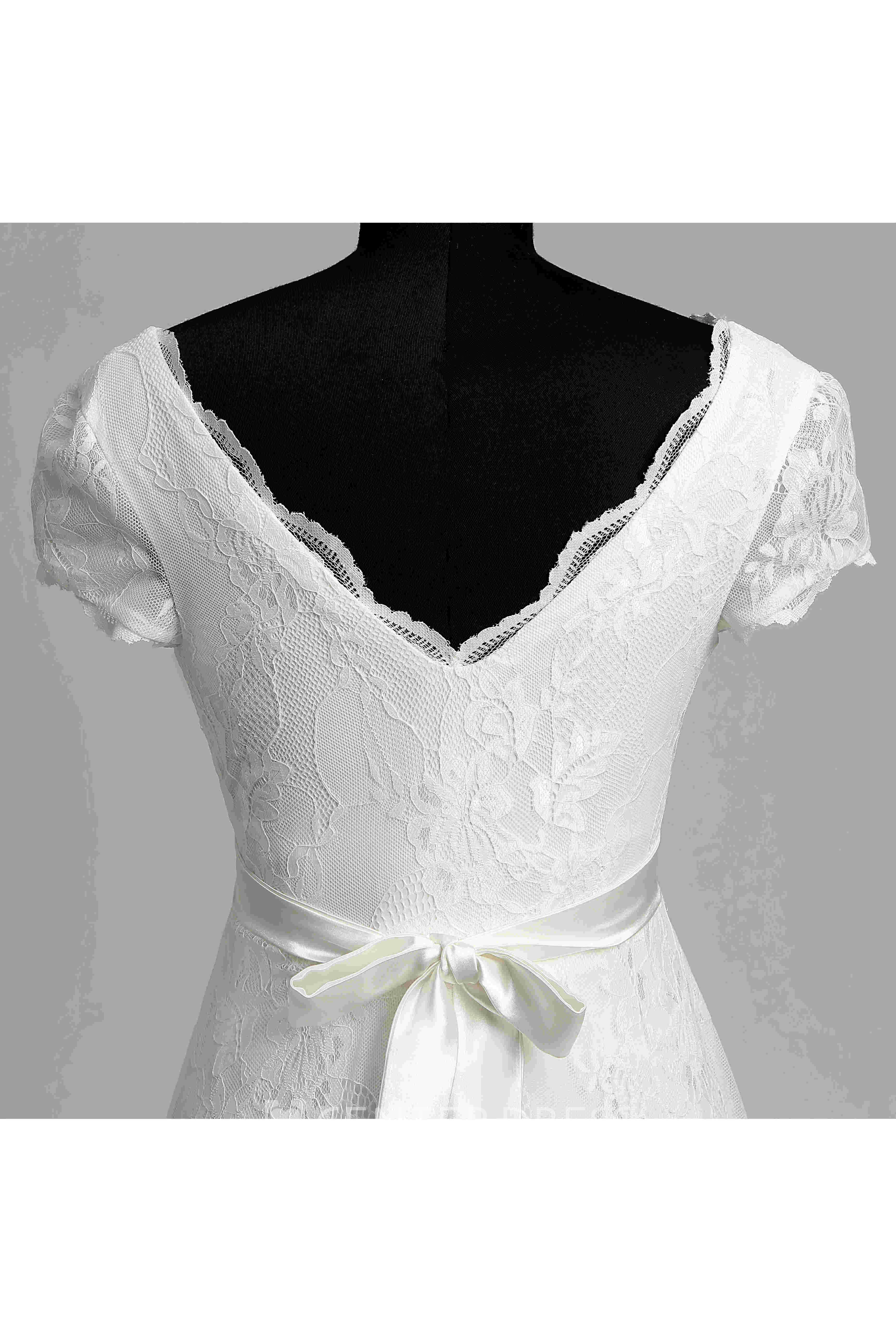 A Line Beach Floor-length Bow Sash Ribbon Lace Maternity Warm Wedding Dress