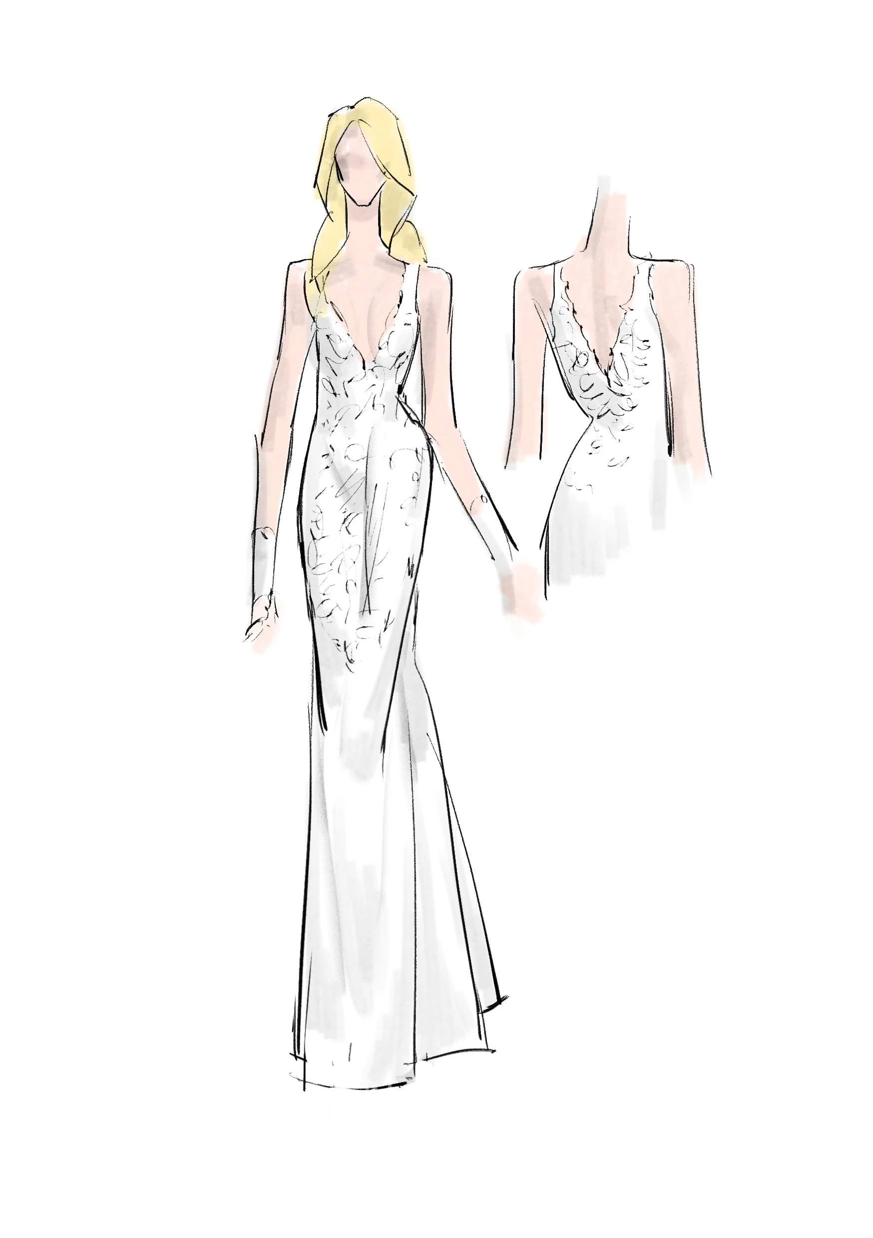 Sheath V-neck Lace Zipper Low-V Back Spring Wedding Dress