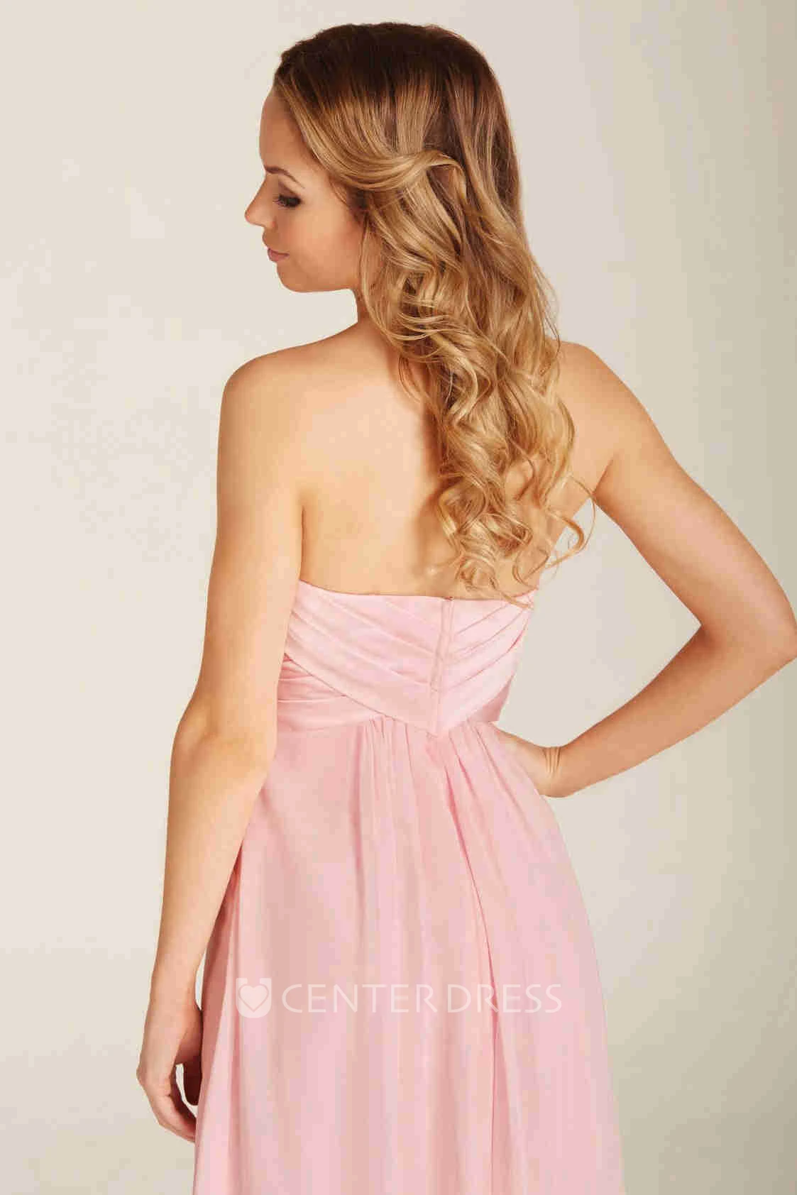 Criss-Cross Sweetheart Sleeveless Chiffon Bridesmaid Dress