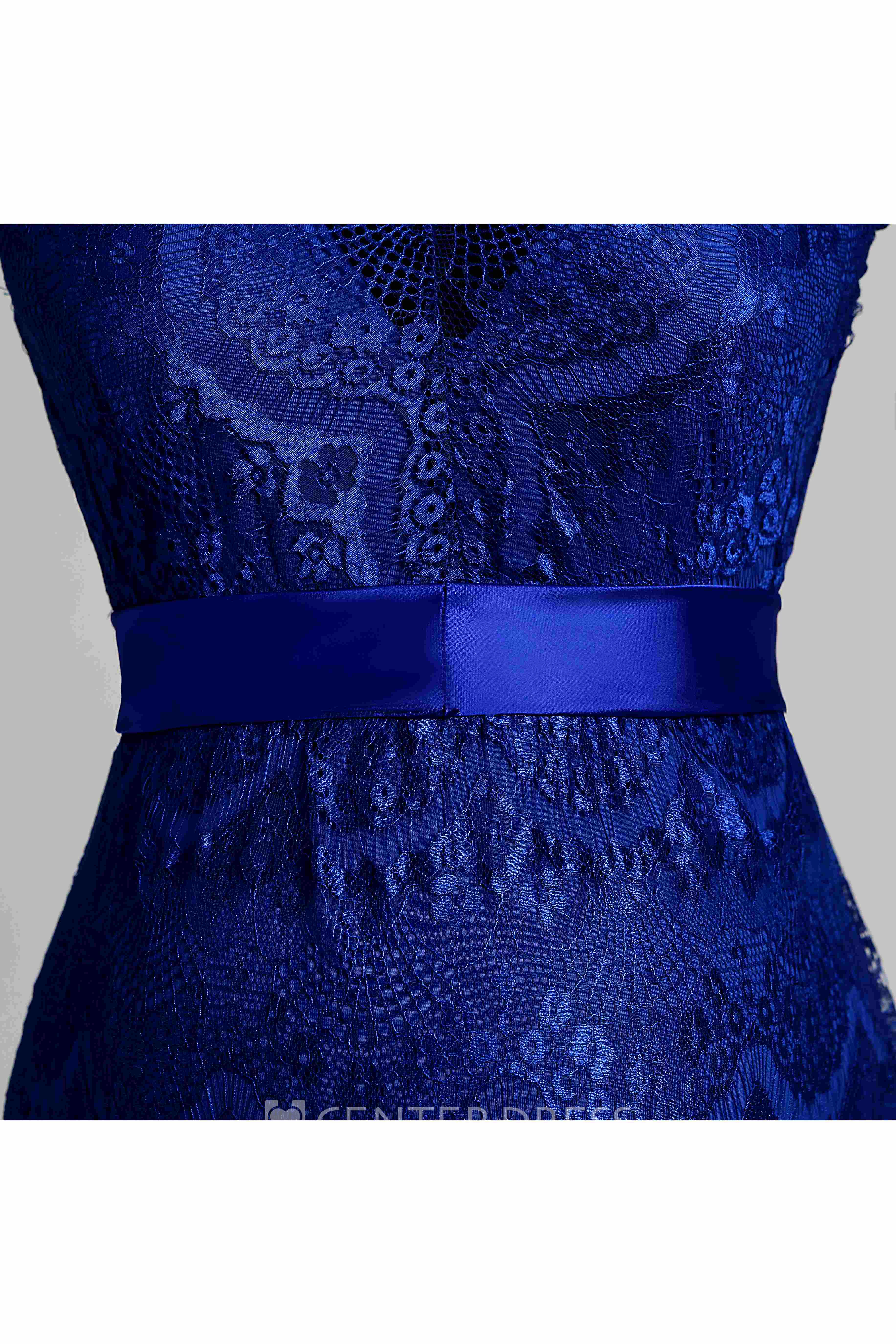 Lace A-line V-neck Cap Short Sleeve Maternity Dress with Sash/Ribbon