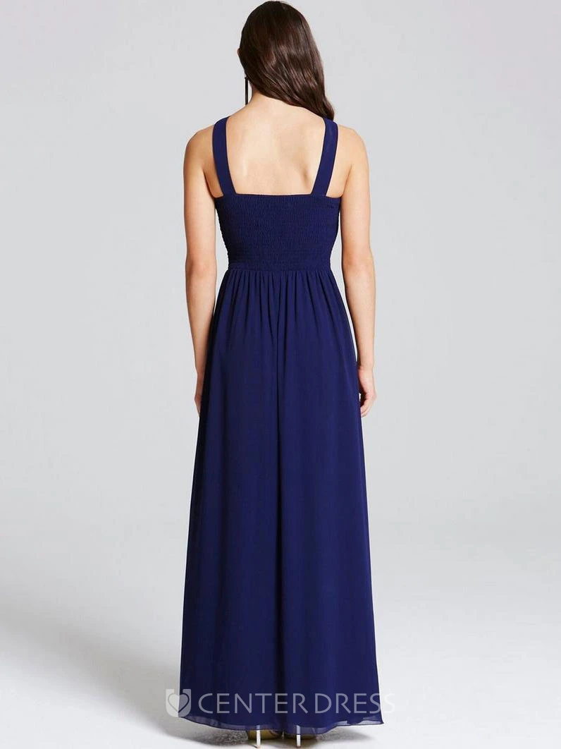 Sleeveless Appliqued Scoop Neck Chiffon Bridesmaid Dress