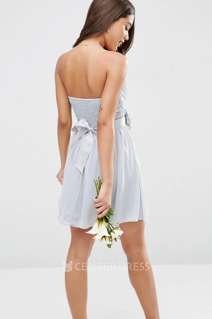 Short A-Line Sweetheart Criss-Cross Sleeveless Chiffon Bridesmaid Dress