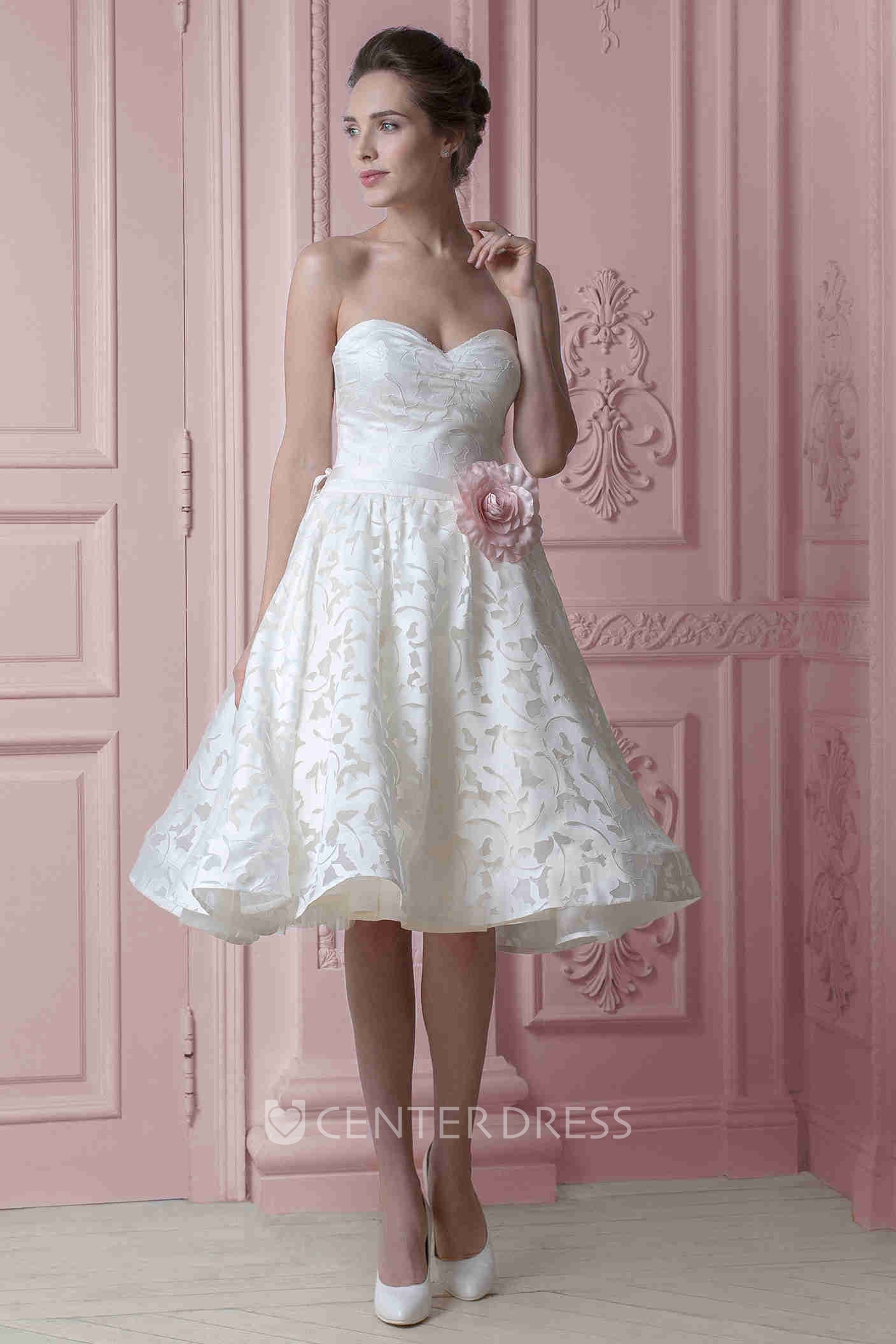 Corset Tea Length Wedding Dresses