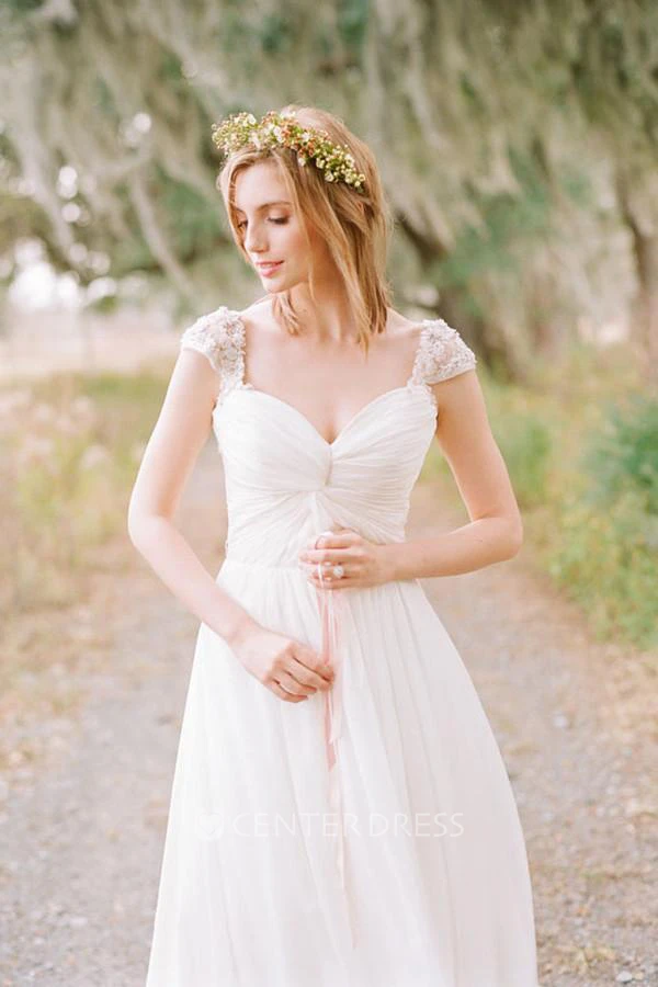 A Line Sweetheart Chiffon Zipper Wedding Dress