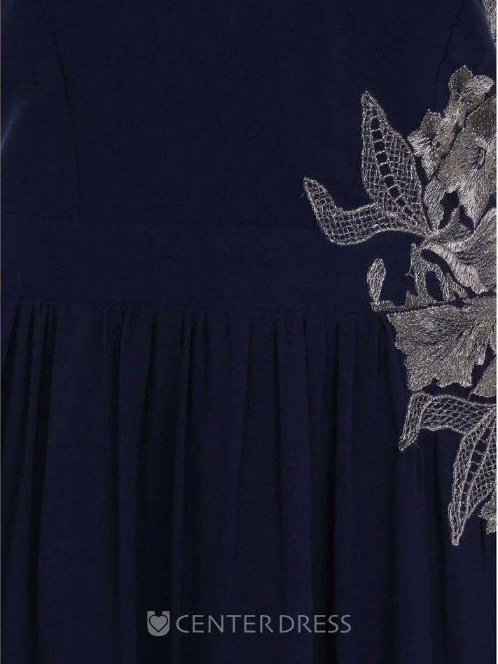 Sleeveless Appliqued Scoop Neck Chiffon Bridesmaid Dress