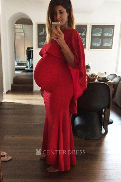 Sheath Floor-length 3/4 Length Sleeve Empire Maternity Dress