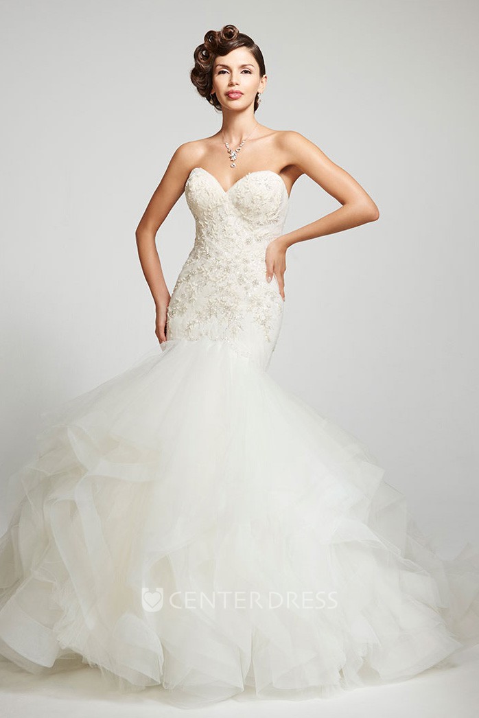 Organza fit and flare wedding dress best sale