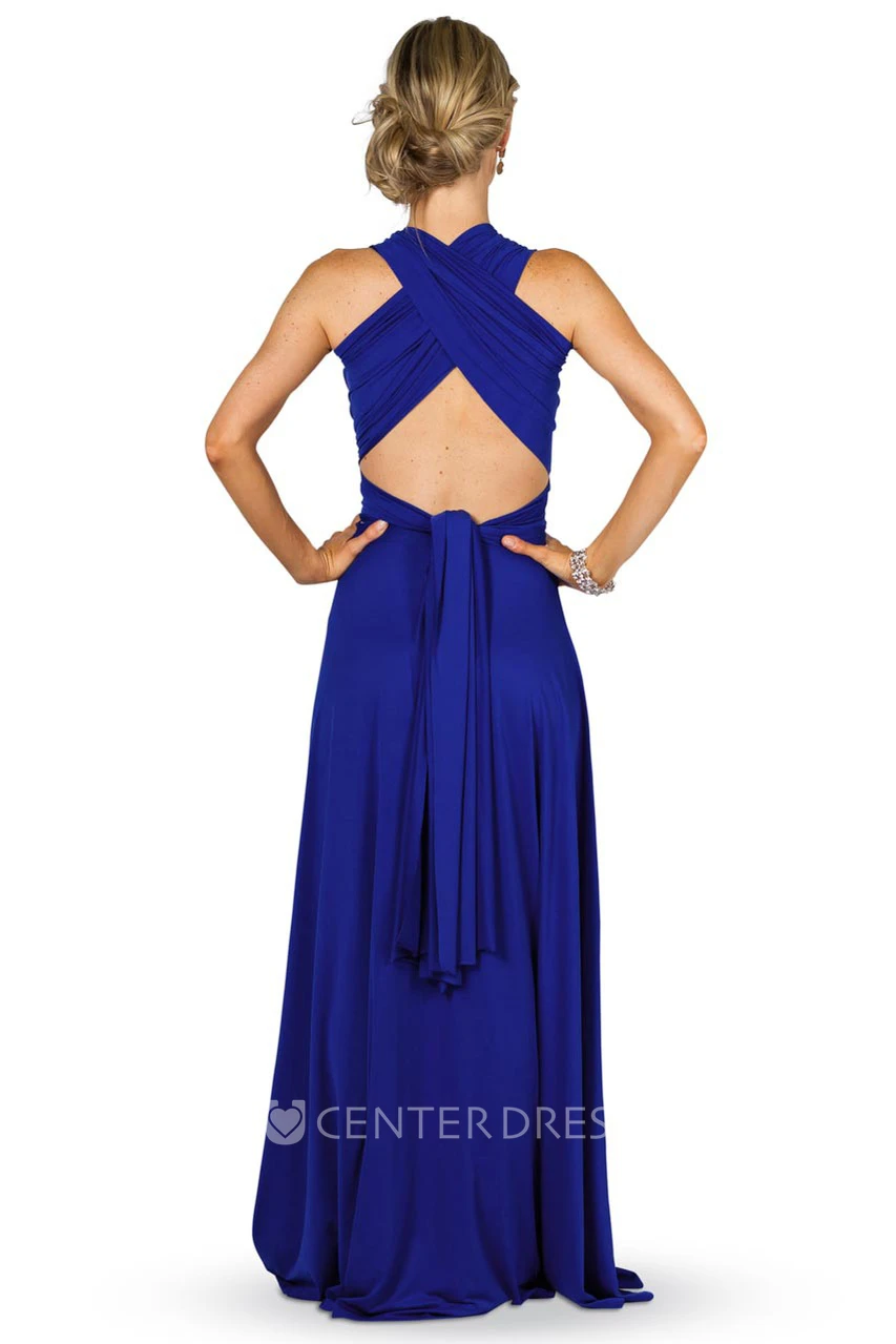 Criss-Cross Sleeveless Strapped Chiffon Convertible Bridesmaid Dress