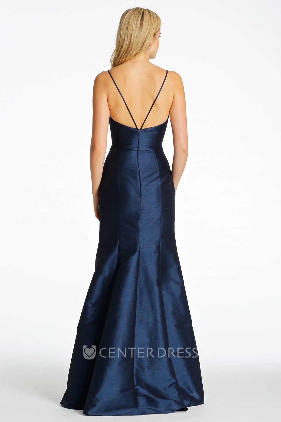 Bateau Neck Sleeveless Satin Bridesmaid Dress With Straps