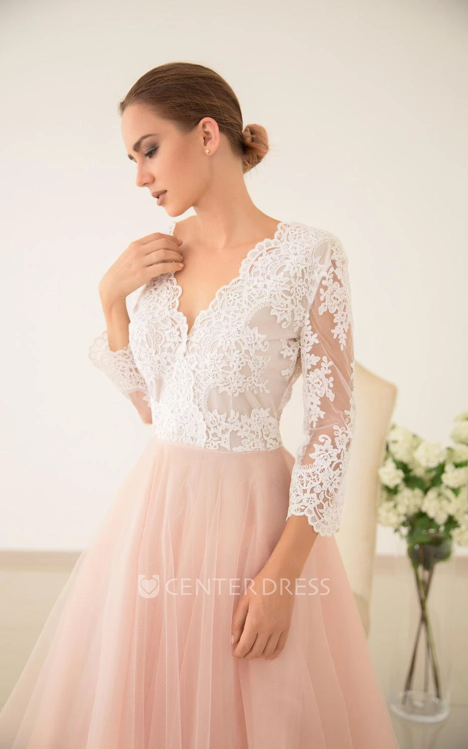 Tulle Wedding Pink Wedding Lace And Tulle Wedding Dres Wedding With Sleeved Dress