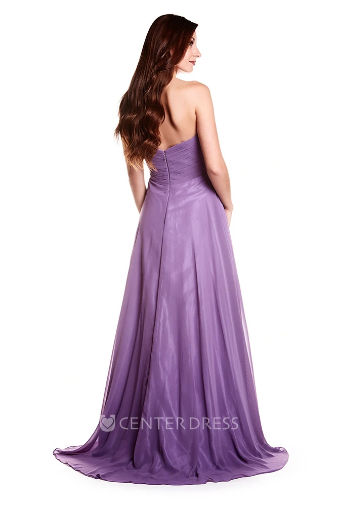 Sleeveless Beaded Sweetheart Chiffon Prom Dress
