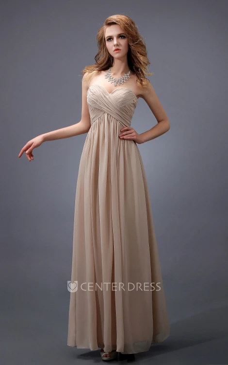 Empire Sweetheart Sleeveless Dress With Crisscross Ruching