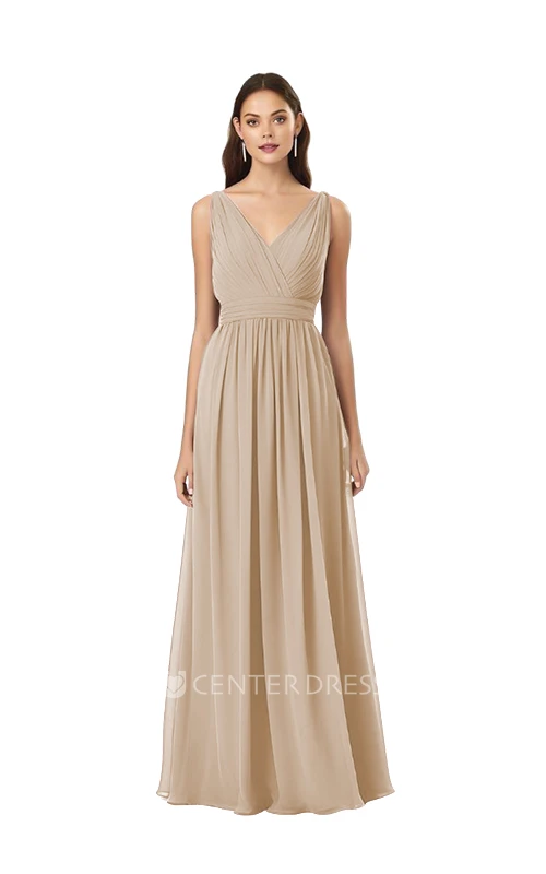 V-Neck Chiffon A-Line Bridesmaid Dress Romantic & Classy