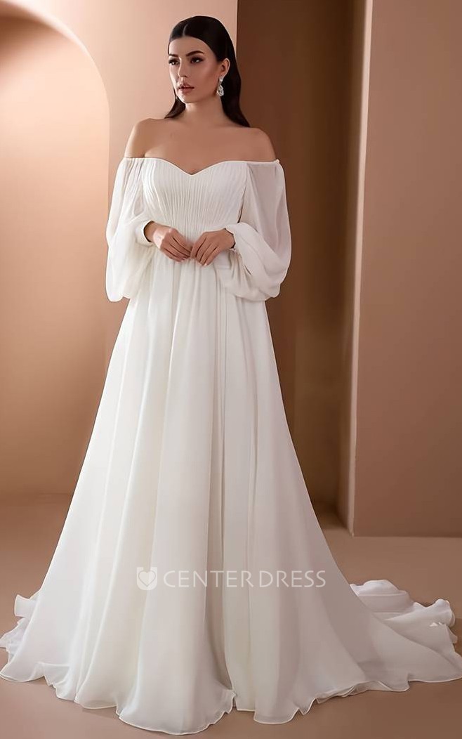 【関税込み】Ottolinger ミディアムドレス Off-the-Shoulder A-Line Wedding Dress with Chiffon Skirt and